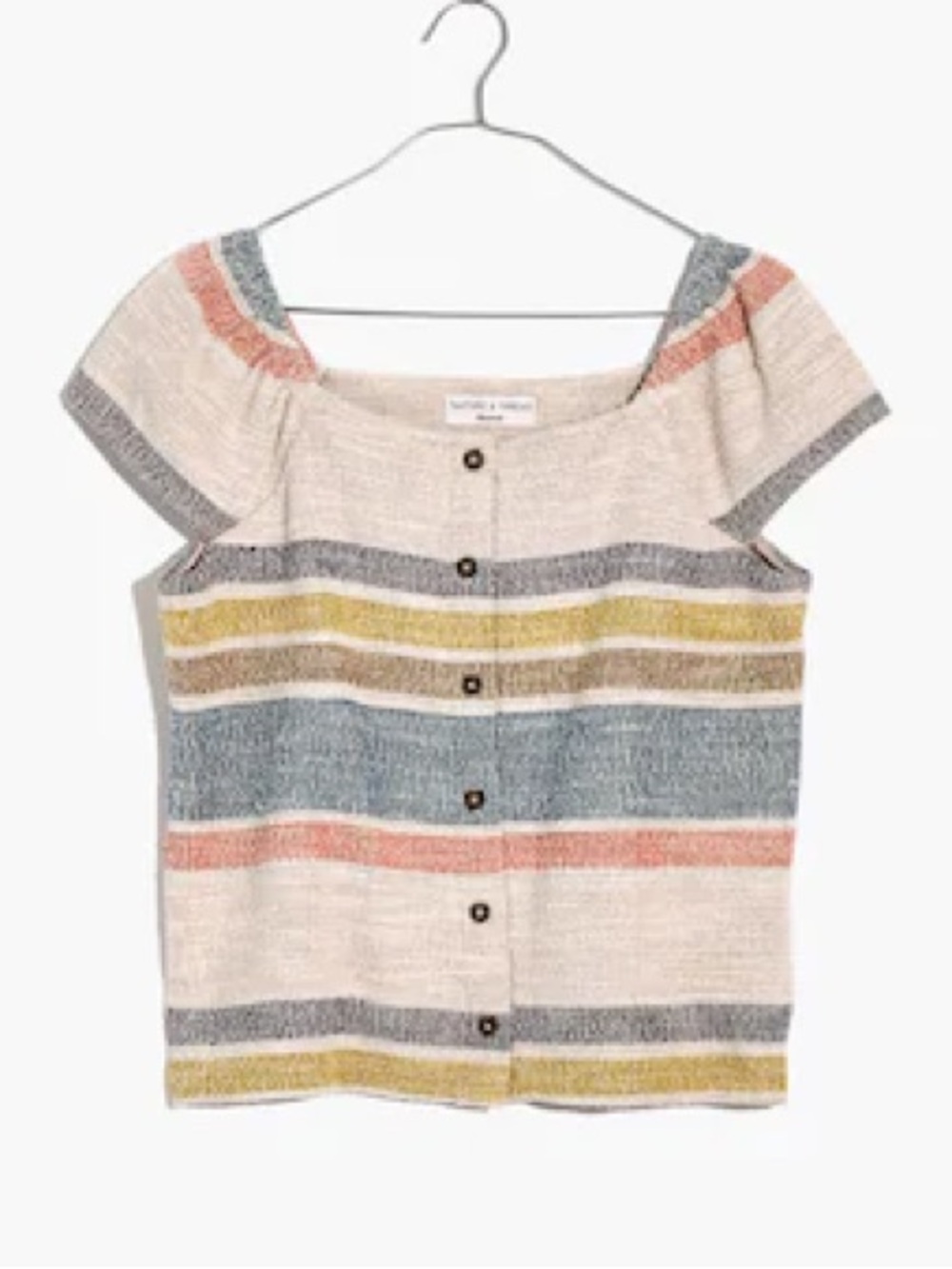 Madewell Texture and Thread Womens Small Multicolor Striped Button-Front Top